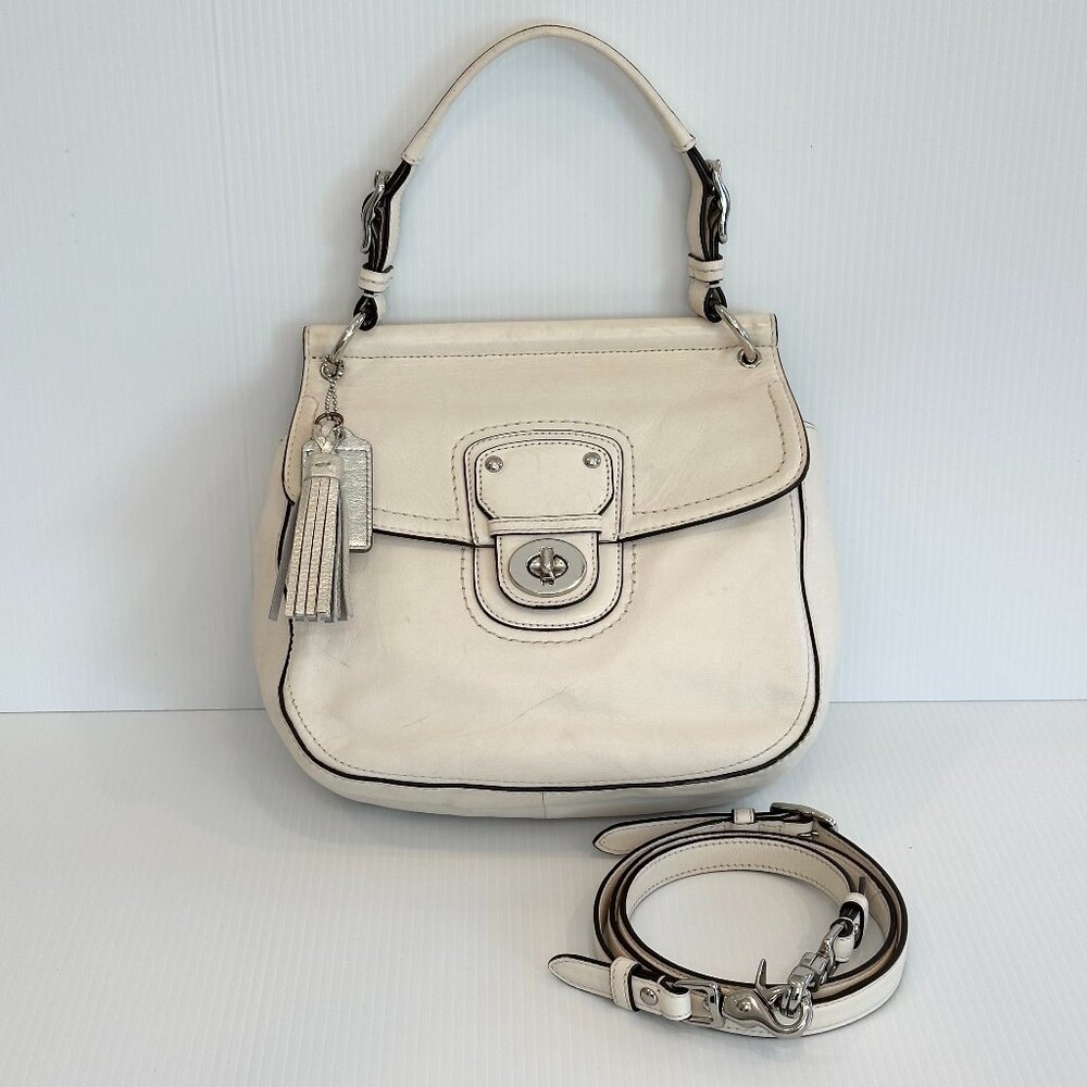 COACH Willis Limited Edition 70th Anniversary - Chalk Leather w/ Striped Lining